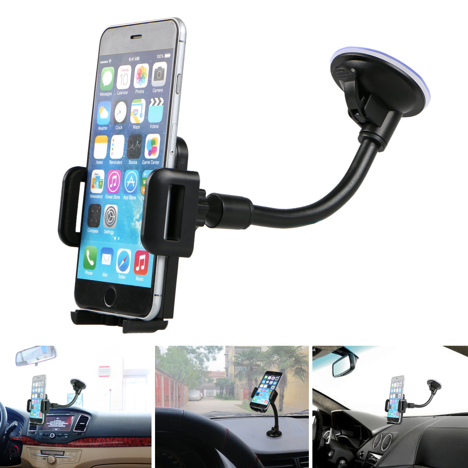 Strong Sticky Gel Suction Cup Phone Holder for Car Dashboard Windshield 360 ° Rotatable Long Arm Cell Phone Holder for All Mobile Phones from 4.0-7.0 inches Car Phone Mount