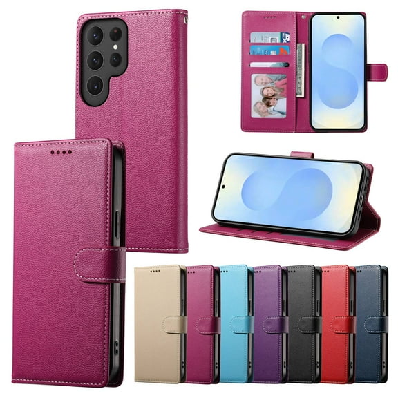 Leather Wallet Phone Case For Samsung Galaxy S25 Ultra S25Plus S24Ultra S24Plus S24FE S23 Ultra S23FE S22 S21 FE S20 Ultra Phone Case Wallet Case Leather Phone Cover Card Zipper