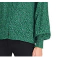 thumbnail image 3 of SANCTUARY Womens Green Buttoned Animal Print Long Sleeve V Neck Top Size: M, 3 of 3