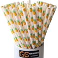 thumbnail image 1 of CTIGERS Cute Pineapple Patterns Paper Straws Summer Friut Style Biodegradable Drinking Straws Box of 100, 1 of 5