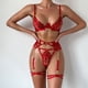 thumbnail image 5 of Gibobby Ropa interior mujer sexy Conjunto de Liguero con Sujetador de Encaje, Lencería Elegante y Exquisita para Mujer para Noche de Bodas, Luna de Miel y Más(Rojo, G), 5 of 5