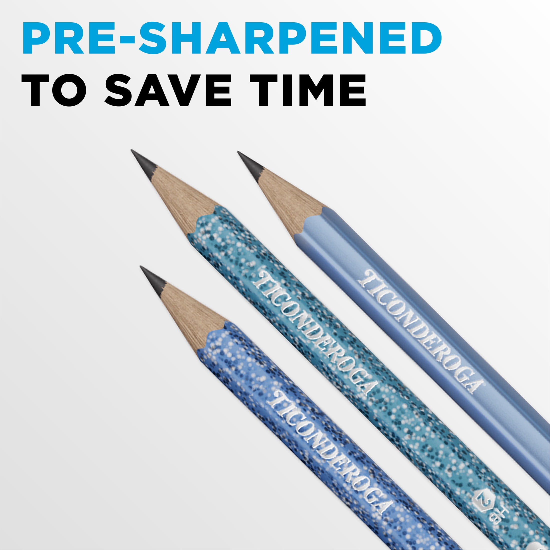 Ticonderoga Wood Pencils, Presharpened, #2 HB .3 mm Lead, Arctic Blues, 12 Count