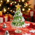 thumbnail image 5 of Bomd Mini Glass Christmas Decoration, Crystal Decoration With Colorful Lights And Golden Star, for Holiday Celebrations, Home, Office, Desk, Party Decor And Christmas Gift(Green White), 5 of 7