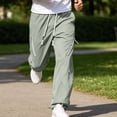 thumbnail image 5 of Lenpel Men's Hiking Pants Trendy Drawstring Low Rise Pants with Zipper Pockets Wide Leg Workout Trousers Fall Clothes(Army Green,Large), 5 of 7
