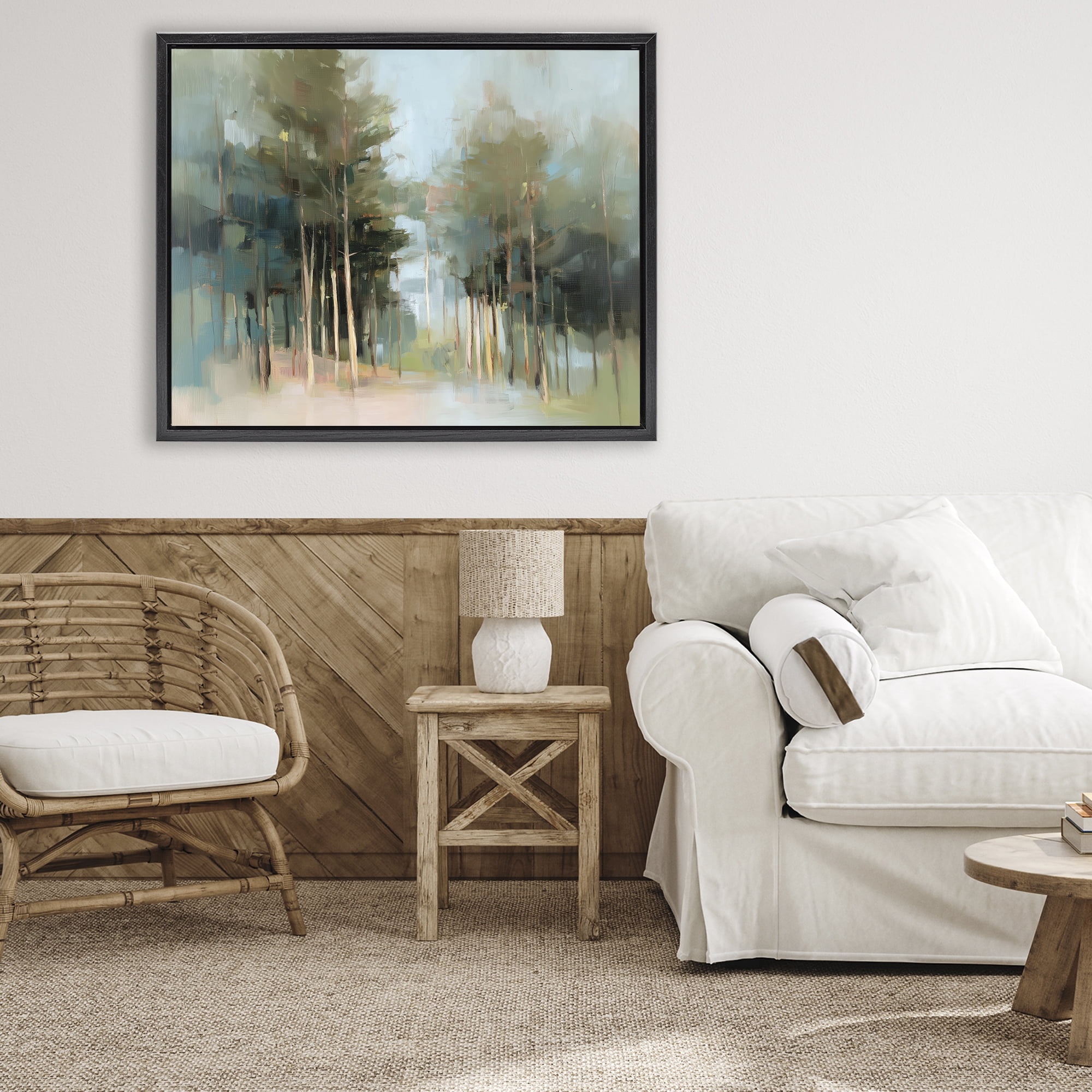 Stupell Industries The Grove Impressionist Forest Black Framed Floater Canvas Wall Art, design by Kim Curinga