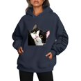 thumbnail image 1 of WEAIXIMIUNG Sweat à Capuche pour Femmes, Imprimé Chat et Chien, Décontracté, avec Cordon de Serrage, 1 of 5