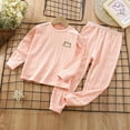 thumbnail image 2 of Gubotare Girls Pajama Sets Girls Pajama Sets Snug Fit Long Sleeve Shirring Sleepwear, Soft Breathable Kids PJs Size 9-10 (Light Pink,9-10 Years), 2 of 4