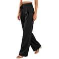 thumbnail image 5 of Oiangi Women's Wide Leg Dress Pants High Waist Tie Front Pant Pleated Casual Business Work Trousers with Pockets for Fall Black S, 5 of 9