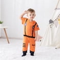 thumbnail image 2 of BOOMNY Toddler Boys Girls Romper Jumpsuits Short Sleeve Cute Astronaut Printed Hooded Romper Jumpsuit Soft Loose Fit Overalls For 2-3 Years, 2 of 8