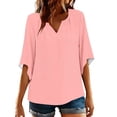 thumbnail image 5 of Summer Tops for Women V Neck 3/4 Bell Sleeve T-Shirts Solid Color Pullover Tshirts 4th of July Shirts Women, 5 of 7