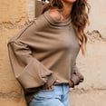 thumbnail image 5 of Baqcunre Sweaters For Women Women's 2023 Long Sleeve Crewneck Sweater Casual Solid Color Ribbed Hem Knitwear Pullover Cropped Crewneck Sweatshirts Womens Fall Tops Khaki XXL, 5 of 8