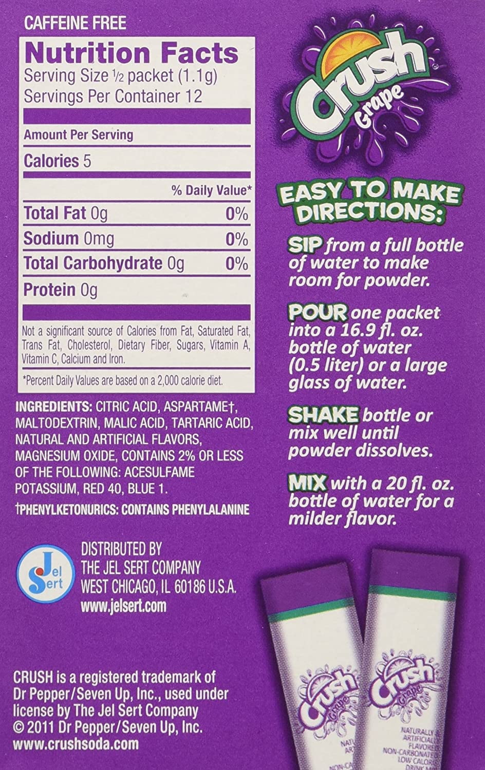 Crush Grape Sugar Free Singles to go, 6 Pouches Boxes (Pack of 9)