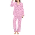 thumbnail image 2 of Pink Women Pajama Sets Women's Winter Spring Home Leisure Valentine's Day Bow Love Loose Imitation Color Ding Pajama Sleepy Pants Set, 2 of 4