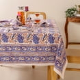 thumbnail image 6 of Hand Block Printed Table Cover - Exquisite Design, Premium Cotton Fabric, Perfect for Dining and Decor, Dining Table Linen Color Orchid Purple 12 Seater 72 x 135 Inches Rectangle, 6 of 7