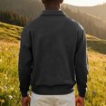 thumbnail image 3 of Mens Polo Sweater Long Sleeve Shirt Button Down Knit Pullover Relaxed Fit Collared Casual Tops Black L, 3 of 4