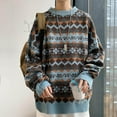 thumbnail image 4 of Qertyioot Discount Pull pour Hommes Casual Tricot Large Col Rond Losange, 4 of 7
