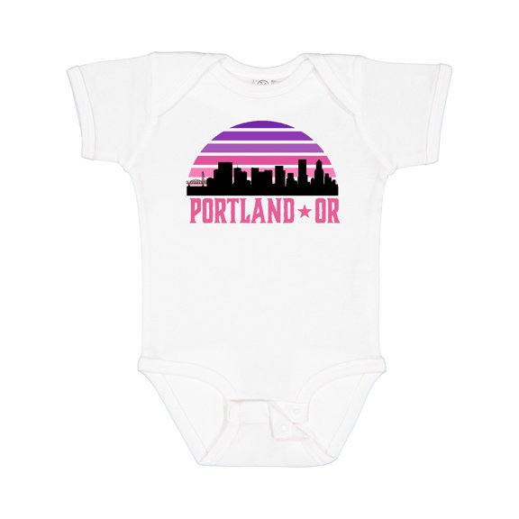 Inktastic Portland Oregon Retro Sunset Skyline Girls Baby Bodysuit
