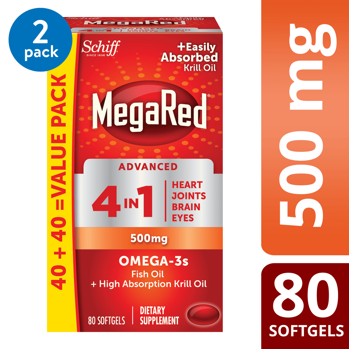 MegaRed Omega-3 Fish Oil + Krill Oil Supplement, Advanced ...