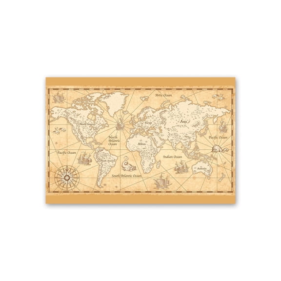 Viintage World Map Rivers,trees  Poster -Image by Shutterstock