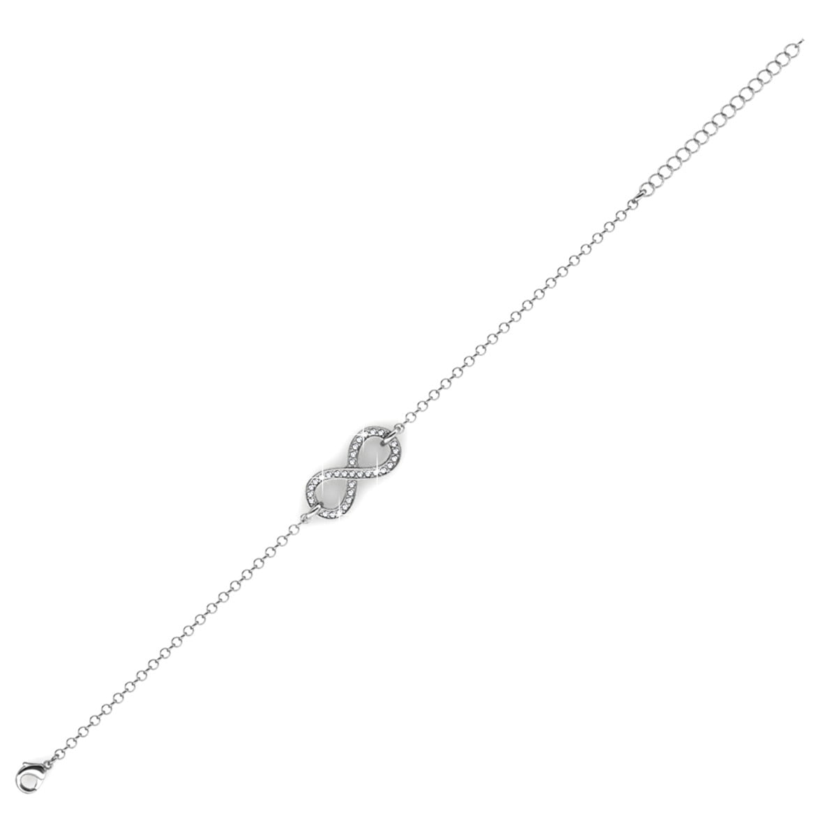 Cate & Chloe Morgan 18k White Gold Plated Infinity Bracelet with Swarovski Crystals Gift for Women