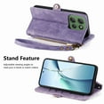 thumbnail image 3 of Mantto Case for Motorola Edge (2024), Zipper Wallet Card Holder Flip Stand Premium Leather Case with Removable Wristlet Strap, RFID Blocking Magnetic Closure Case for Motorola Edge (2024),Purple, 3 of 11