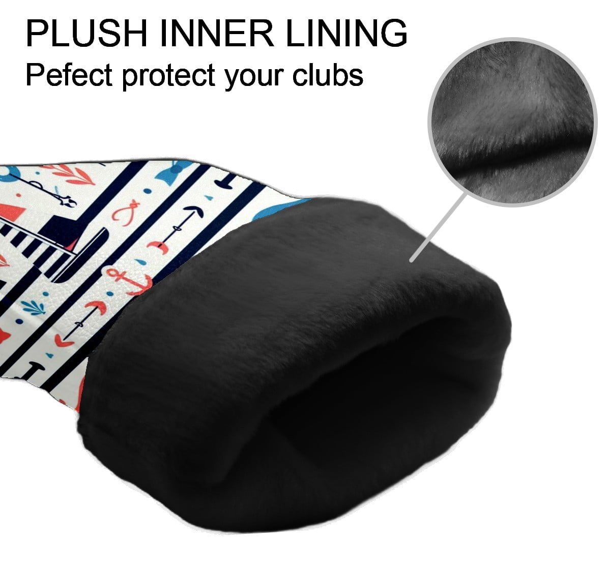 Golf Club Covers, Multicolor Nautical Icons Premium PU Leather Driver Hybrid Putter Head Covers with Velvet Lining, Waterproof Golf Gifts for Men Women