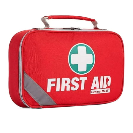 215-Piece 2-in-1 First Aid Kit with Bonus 43-Piece Mini Kit, Includes Eyewash, Cold Pack, Moleskin Pads, Emergency Blanket - Ideal for Home, Travel, Car, Office, Camping (Red)