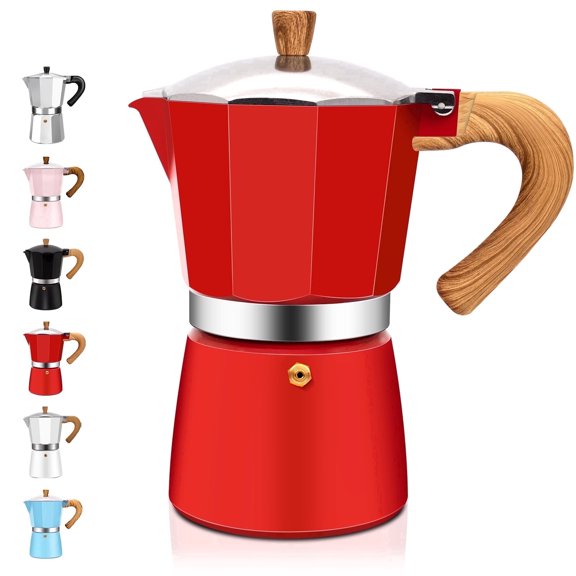 3 Cup Aluminum Espresso Stovetop Moka Pot Express Coffee Maker Percolator Italian Classic Mocha Coffee Machine for Italian and Cuban Cafe Brewing for Home & Camping 150ml 5oz