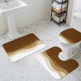 thumbnail image 2 of Brown Gradient Bathroom Rugs Set Watercolor Abstract Brown Gradient Water Ripples Non Slip Absorbent Soft Bath Mats 3 Piece Set with Bathroom Rug, U-Shaped Floor Mat, Toilet Seat Cover Large Size, 2 of 9