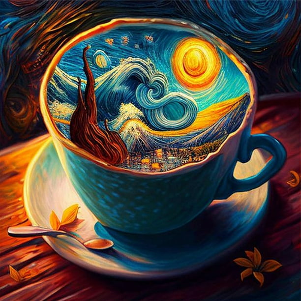 Hilo de bordar completo Eco-algodón 18CT Impreso taza de té Kit de punto de cruz Obra de arte FLhrweasw Nuevo