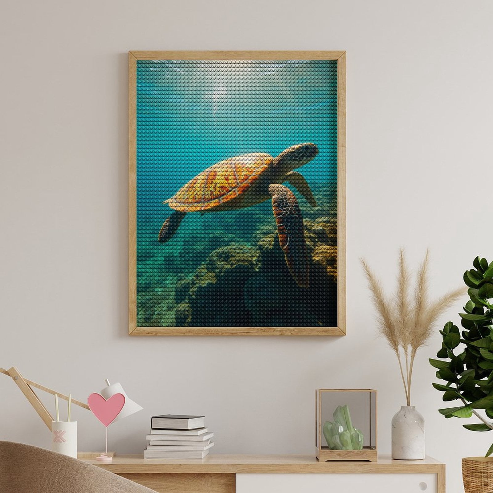 Diamond Art Kits for Adults, Sea Turtle Swimming Underwater 5D Diamond Painting Kits for Adults Beginners, DIY Full Drill Diamond Painting, Gem Art and Crafts 12x16
