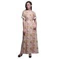 thumbnail image 1 of Bimba Rayon Floral & Leaves Bird Bird Printed Gown Kimono Sleeves Summer Long Maxi SlitÂ&nbsp;Dress-XSmall, 1 of 6