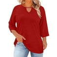 thumbnail image 3 of Horkkom Plus Size Tops for Women Summer V Neck 3/4 Length Sleeve Tops Casual Loose Blouses L, 3 of 9