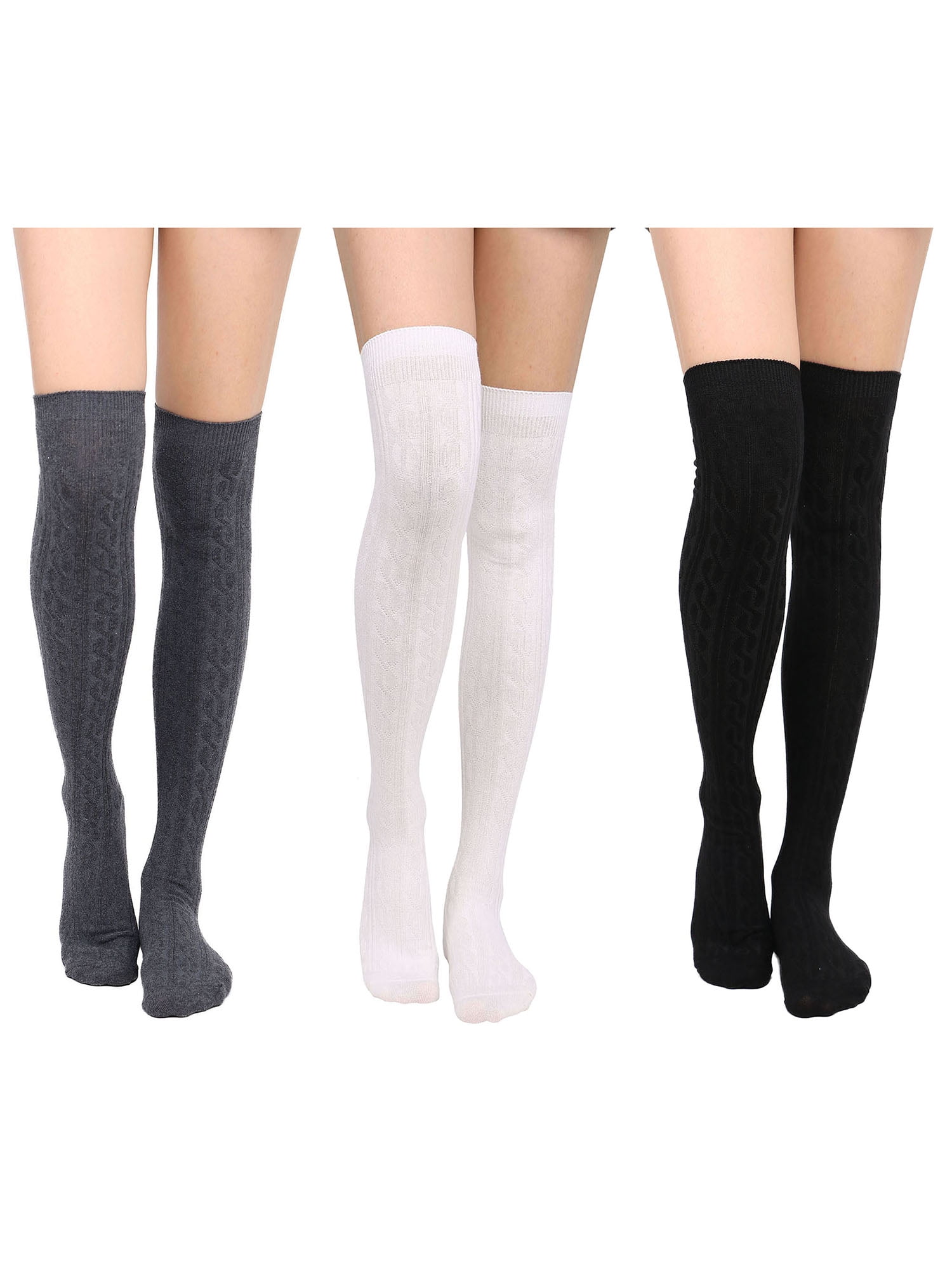 BASILICA Knee High Socks Women's Winter Soft Warm Knit ThighHigh