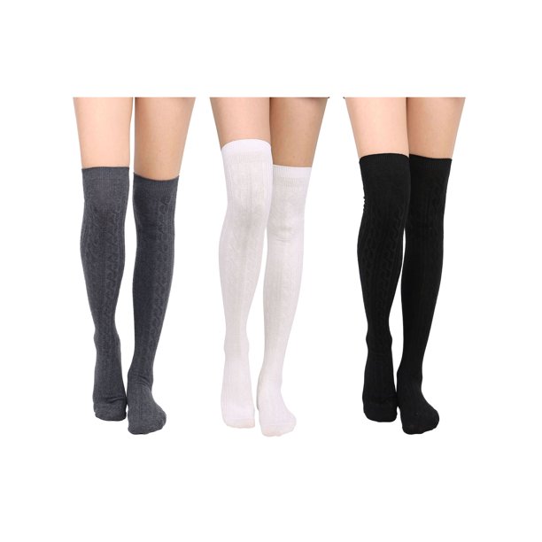 Knee High Socks Women's Winter Soft Warm Knit ThighHigh Stockings 3