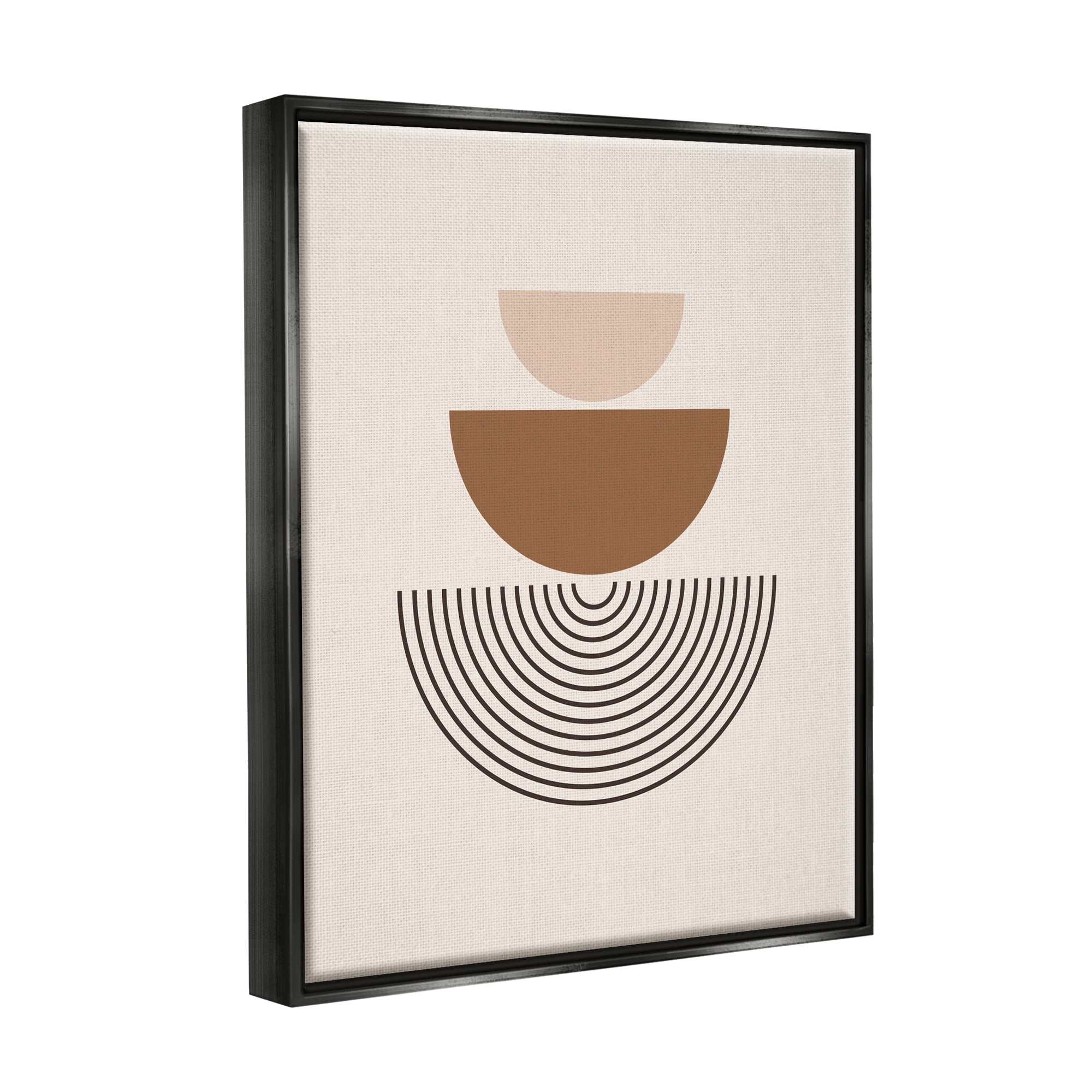 Stupell Industries Beige Boho Geometric Abstract Painting Black Floater Framed Art Print Wall Art, 17 x 21