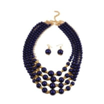 Large Multi Strand Chunky Imitation Pearls Necklace and Earring Set Costume Jewelry for Women good gift Party Wedding New Year