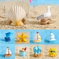 thumbnail image 6 of Joernso 3/11Pcs/Set Miniature Seaside Theme Toy Kit Mini Resin Surfboard Seashell Seabirds Dolphin Starfish Boats Bucket Shoes Sun Model Summer Beach Scene Decoration Prop, 6 of 8