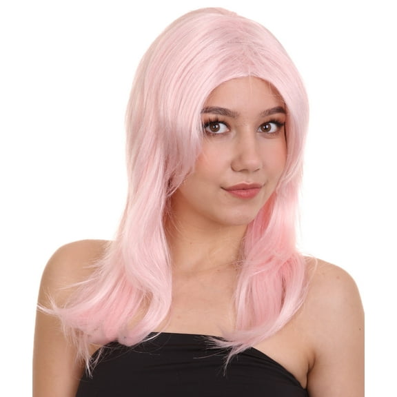 HPO | Adult Women's Pastel Pink Jem Wig | Party Ready Cosplay Halloween | Breathable Capless Cap