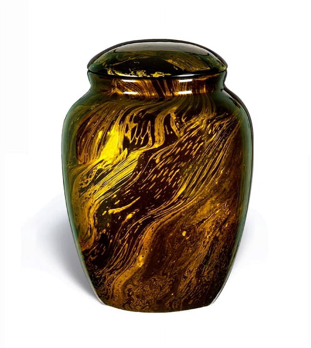 Memorials4u Fiber Glass Cremation Urn - Adult Urn - Handcrafted Light weighed Adult Funeral Urn for Ashes -Great Deal Free Velvet Bag and Ash Bag (Jaune Yellow)