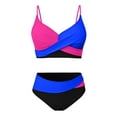 thumbnail image 5 of Womens Swimsuits Two Piece Separate Bikini Set Color Block Beachwear Blue Women Bathing Suits L, 5 of 6