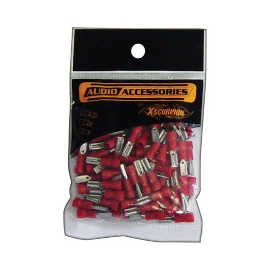 XScorpion FD110R Female Quick Disconnects 18-22 Gauge Red Insulated Spade Terminals, 100pcs per Pack