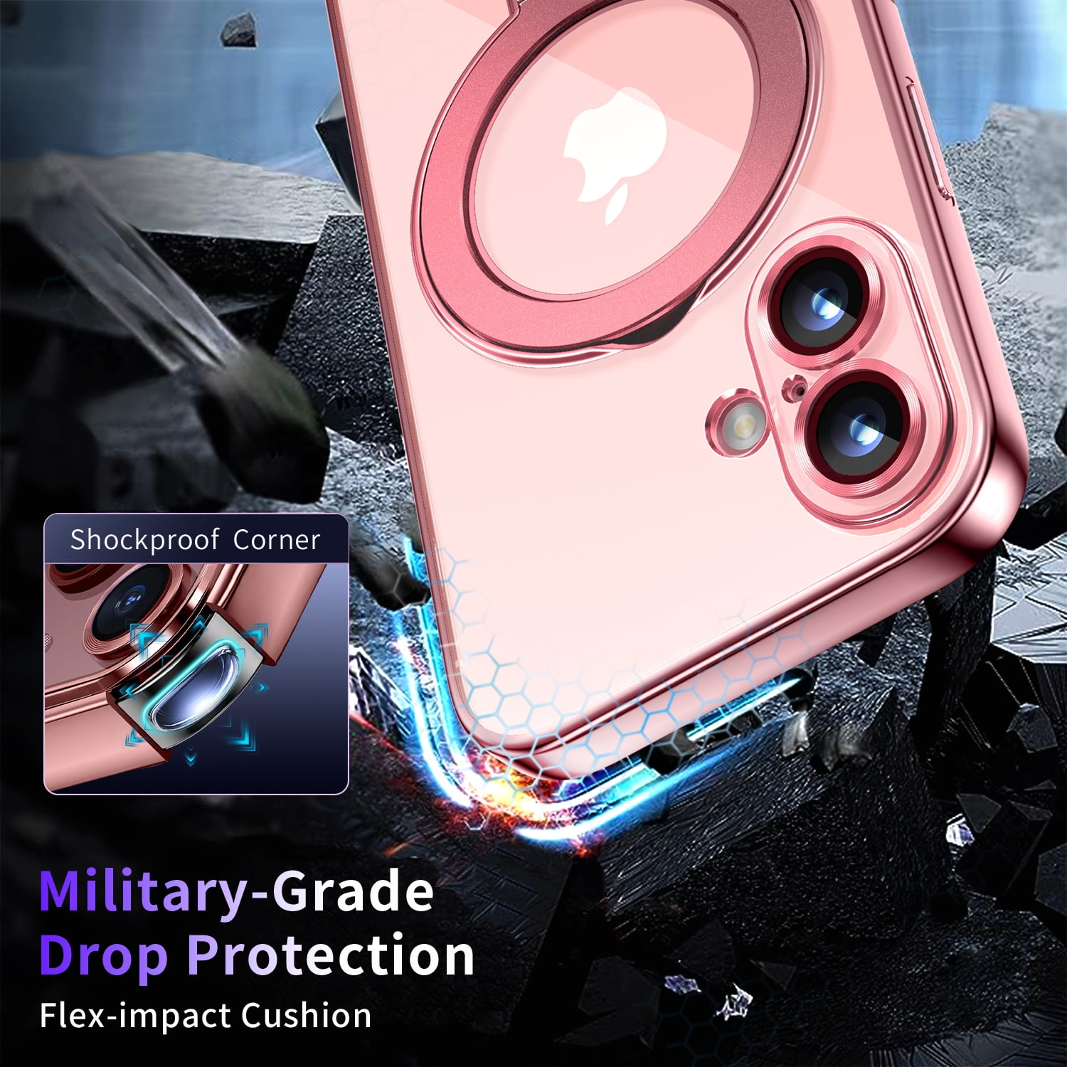 JETeacka Magnetic for iPhone 17 Case with Invisible Kickstand, MagSafe Compatible, Camera Protection, Shockproof Not Yellowing Slim Soft Cover, Pink