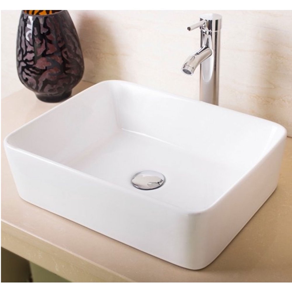 White Rectangle Ceramic Vanity Art Basin Porcelain Bathroom