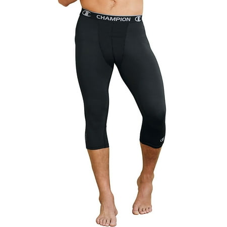 champion men's powerflex 3/4 tights, black - 2xl