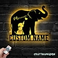 thumbnail image 3 of Craftnamesign Custom Mom Baby Elephant Metal Wall Art LED Light, Custom Elephant Lover Name Sign, 3 of 5