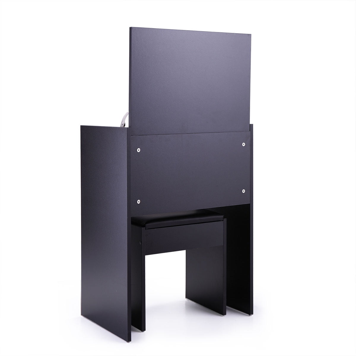 Kepooman Multipurpose Vanity Set, Makeup Dressing Desk with Cushioned Stool & Reversible Mirror & Storage - Black Kepooman Multipurpose Vanity Set, Makeup Dressing Desk with Cushioned Stool & Reversible Mirror & Storage - Black