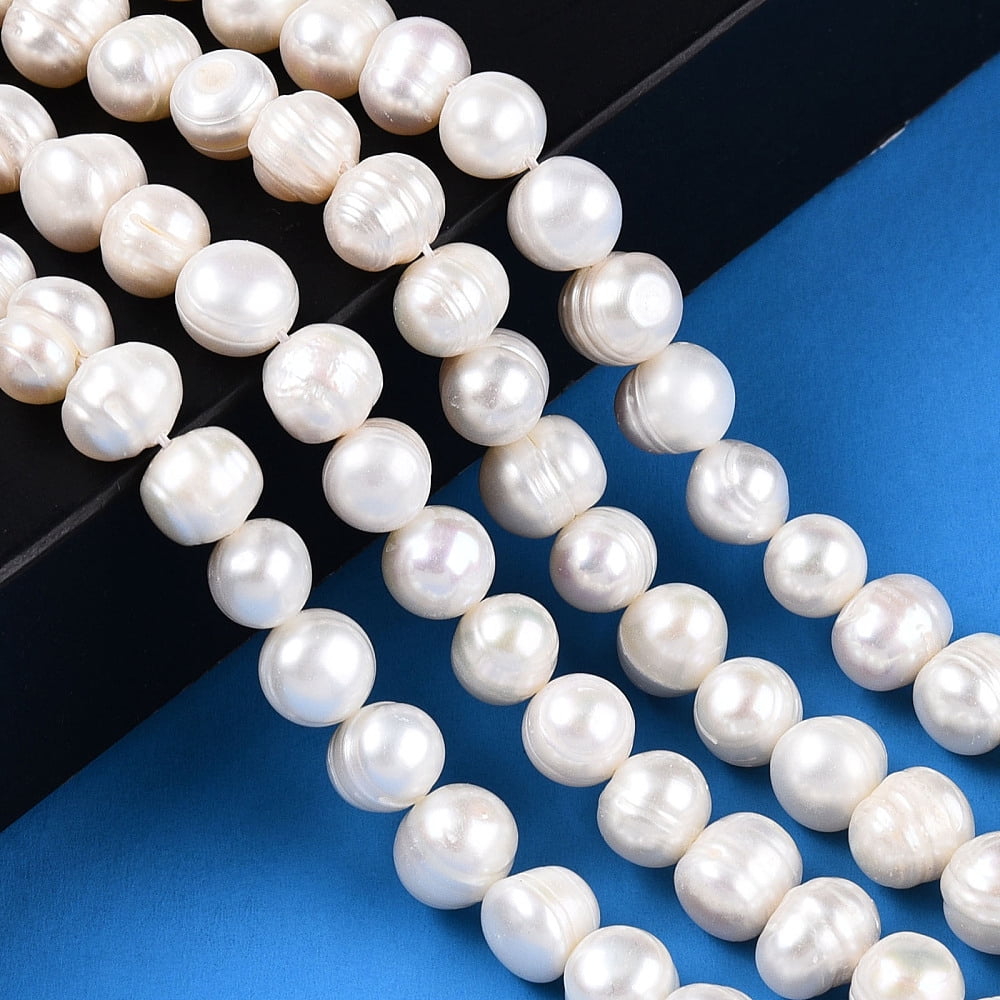 5 Strand Natural Cultured Freshwater Pearl Beads Strands Potato Creamy White 7.5~10x6.5~8.5mm Hole: 0.7mm about 45~46pcs/strand 13.78~13.98 inch(35~35.5cm)