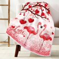 thumbnail image 2 of Valentines Throw Blanket, Valentine''s Day Red Pink Blankets and Throws, Romantic Flamingo Hearts Super Soft Warm Cozy Flannel Blankets for Bed Couch Sofa, 50 x 60 Inches, 2 of 6