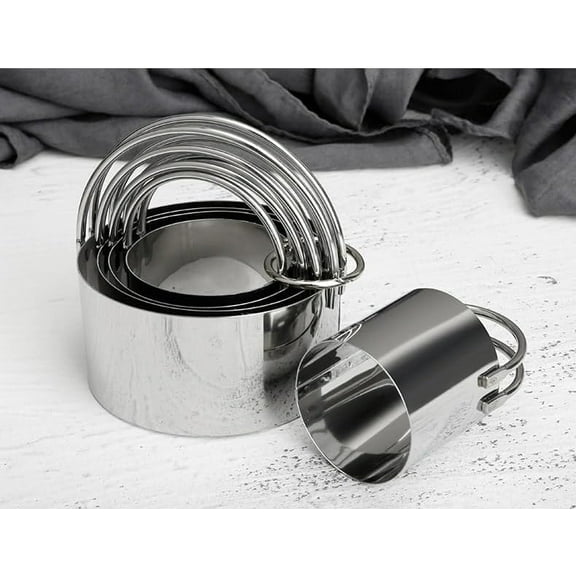 SUSWIM Biscuit Cutter Set (5 Pieces/Set), Round Cookies Cutter with Handle, Professional Baking Dough Tools